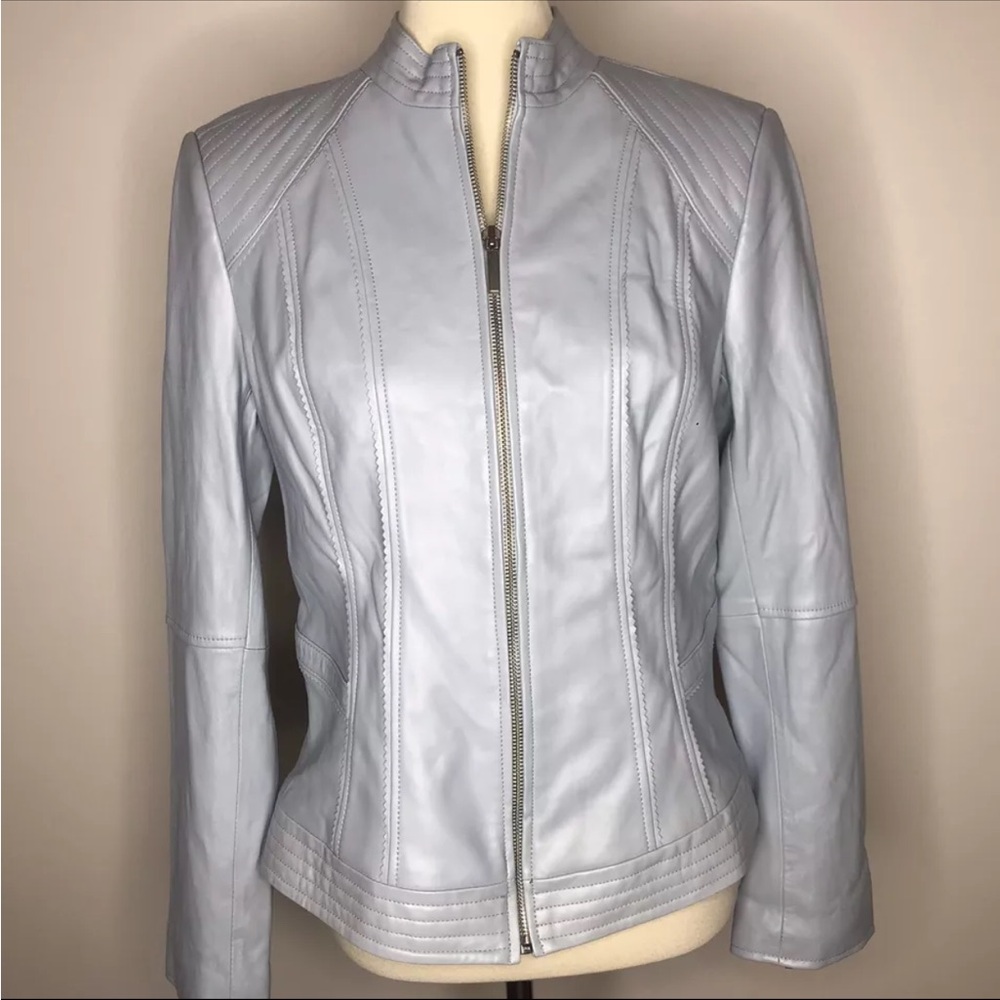 G.I.L.I. Zip Front Leather Jacket with Seaming Detail